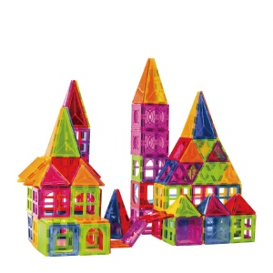 Set 120 Piese Magnetice de Constructie, Magnetic Titles, Forme Geometrice, ABS, Multicolor #JJ5175 - Img 3