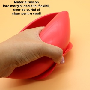 Set 2 piese Diversificare Bebelusi din Silicon, Bol cu ventuza, Lingurita din Lemn si Silicon, fara alergeni, Galben #JJ5605 - Img 3