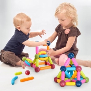 Set 42 Piese Magnetice de Constructie cu Bete si Bilute, ABS, Multicolor #JJ5458 - Img 3