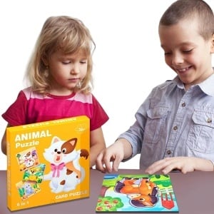 Set 6 Puzzle din carton Animale Domestice, Piese Mari, 6 in 1 #JJ5452 - Img 2