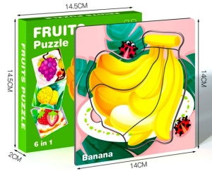 Set 6 Puzzle din carton Fructe, Piese Mari, 6 in 1 #JJ5547 - Img 3