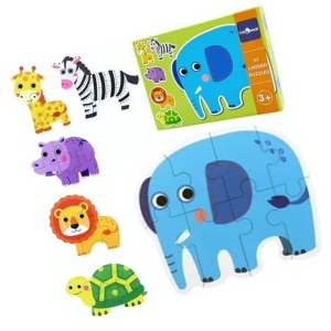 Set 6 Puzzle-uri cu Piese Mari, din carton gros - Animale din Savana #JJ5088 - Img 2