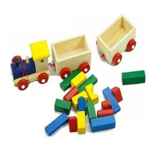 Trenulet din Lemn cu Forme Geometrice, Locomotiva si 2 Vagoane #JJ5408 - Img 6