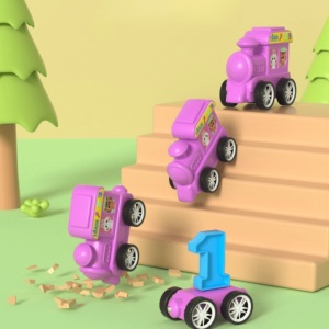 Trenulet Magnetic cu Numere 0-9, Locomotiva si 10 Vagoane, Plastic, Multicolor #JJ5437 - Img 4