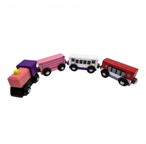 Trenulet Magnetic din Lemn cu Locomotiva si 3 Vagoane, Multicolor #JJ5425 - Img 2