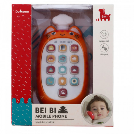Jucarie interactiva, Telefon pentru bebelusi, 10 taste, NO42, 0 - 3 ani, 12 x 7 cm, Portocaliu