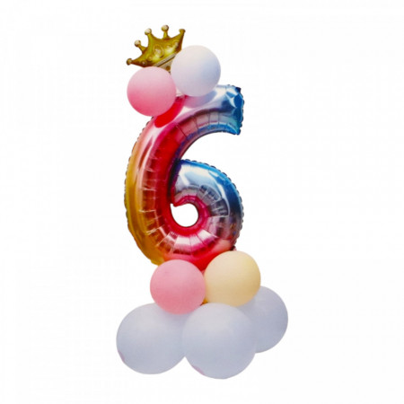 Set 14 baloane, Cifra 6, accesorii incluse, NO66, 81 cm, Multicolor