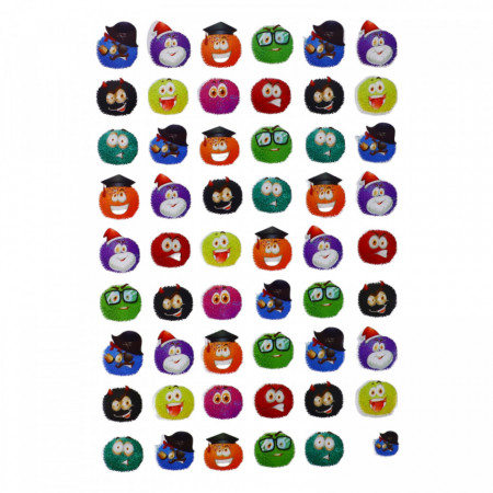 Set Sticker 3D pentru copii, Animalute haioase, 54 piese, ALP100, 2 cm, Multicolor