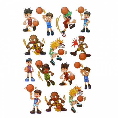 Set Sticker 3D pentru copii, Basketball, 14 piese, RB247, 6 - 7 cm, Multicolor