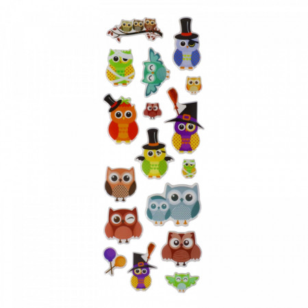 Set Sticker 3D pentru copii, Bufnite, 17 cm, LVA001, 1 - 4 cm, Multicolor