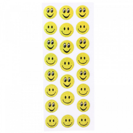 Set Sticker 3D pentru copii, Emoji, Funny Face, 24 piese, CB379, 1.7 cm, Galben