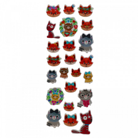 Set Sticker 3D pentru copii, Pisicute, 23 piese, LVA014, 1 - 2 cm, Multicolor