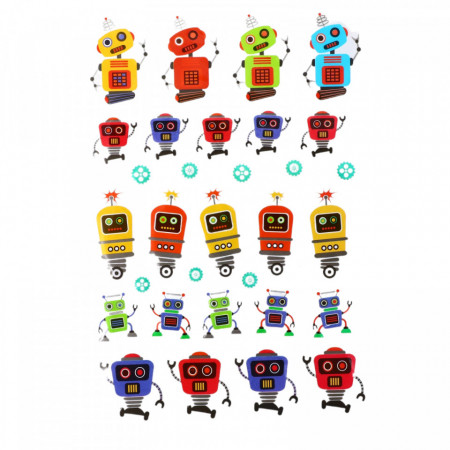 Set Sticker 3D pentru copii, Roboti, 31 piese, ALP008, 1 - 5 cm, Multicolor