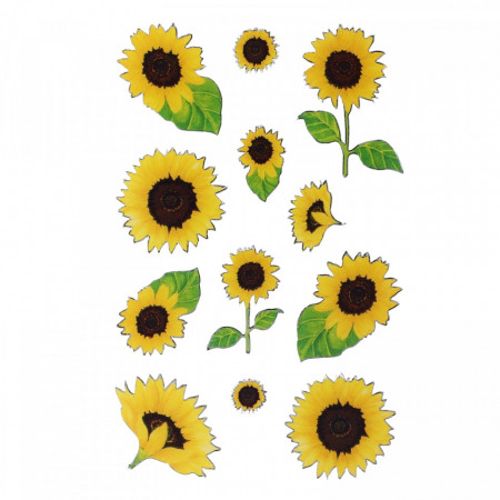 Set Sticker pentru copii, Floarea soarelui, 12 piese, Q29, 1 - 3 cm, Multicolor