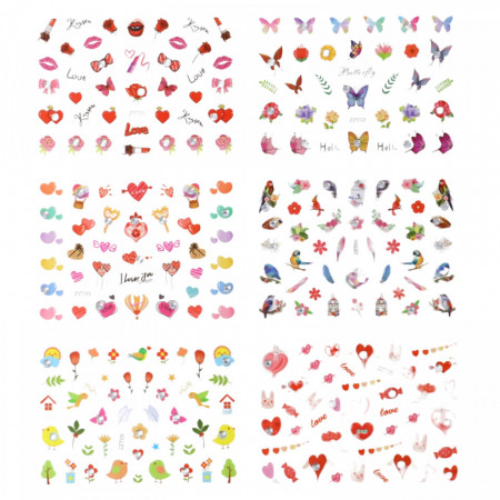 Stickere pentru decor unghii, ZZT01-06, Multicolor