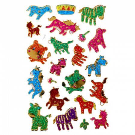 Set 22 stickere copii, 3D, Caluti si magarusi, TTS-007, 2 - 3 cm, Multicolor