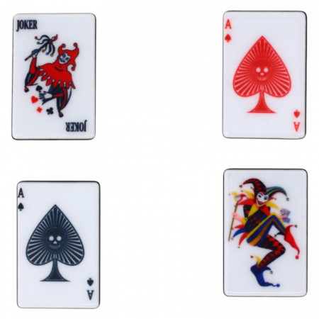 Set 4 insigne amuzante, Carti de joc, NO936, 3 cm, Multicolor