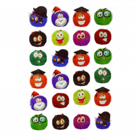 Set Sticker 3D pentru copii, Animalute haioase, ALP099, 24 piese, 3 cm, Multicolor