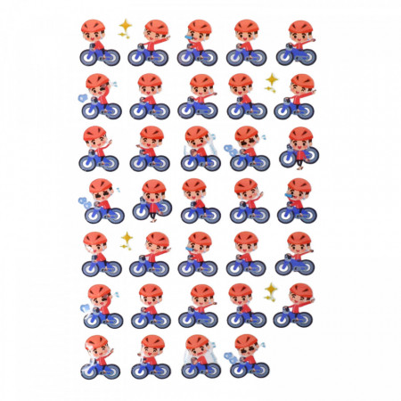 Set Sticker 3D pentru copii, Biciclist, 38 piese, ALP224, 1.5 - 3 cm, Multicolor