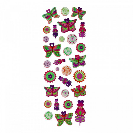 Set Sticker 3D pentru copii, Fluturi, 30 piese, LVA013, 0.5 - 3.4 cm, Multicolor