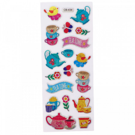 Set Sticker 3D pentru copii, Tea time, 18 piese, CB434, 1 - 4 cm, Multicolor