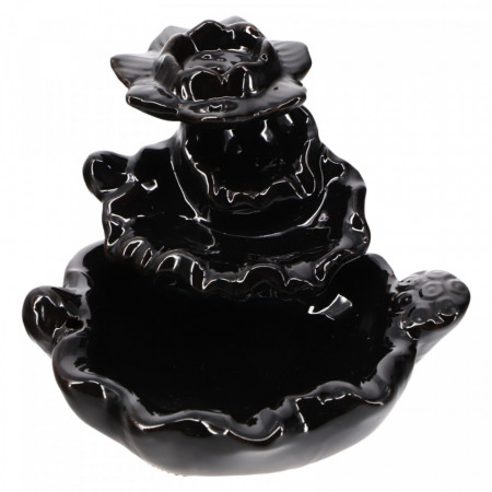 Suport pentru conuri parfumate, aromaterapie, cu efect cascada, Backflow, Feng Shui, NO2193, 9 x 13 cm, Negru