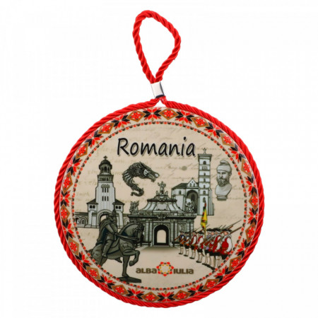 Decoratiune din ceramica, Romania, Alba Iulia, de perete, NO846, 16.8 cm, Multicolor