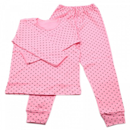 Pijamale copii, Model roz cu punctulete negre, Model Romanesc, Bumbac, 3 - 4 ani, P34P10