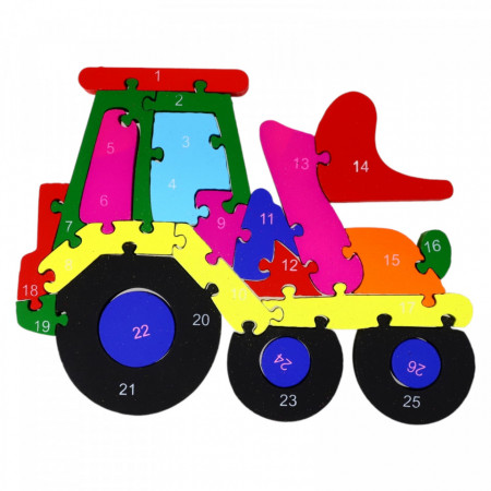 Puzzle lemn tractor, multicolor, NO341, 24 pcs, 26x20 cm