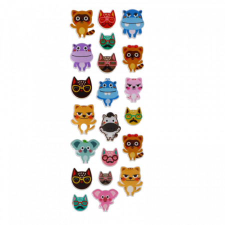 Set Sticker 3D pentru copii, Animalute, 21 piese, LVA003, 1 - 2 cm, Multicolor