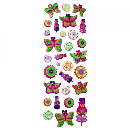 Set Sticker 3D pentru copii, Fluturi, 30 piese, LVA013, 1 - 2 cm, Multicolor
