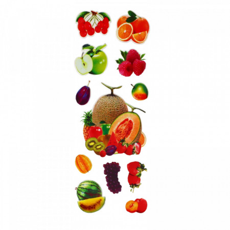 Set Sticker 3D pentru copii, Fructe, 12 piese, VK90, 1.8 - 6 cm, Multicolor