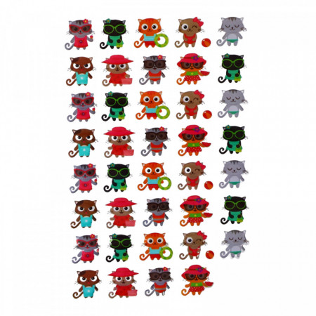 Set Sticker 3D pentru copii, Pisicute, 39 piese, ALP216, 2.5 cm, Multicolor
