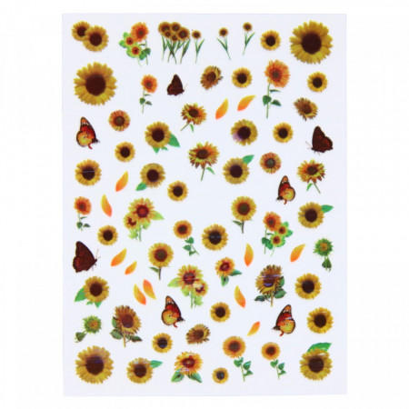 Stickere pentru decor unghii, 3D, Floarea Soarelui, ZY2033, Multicolor