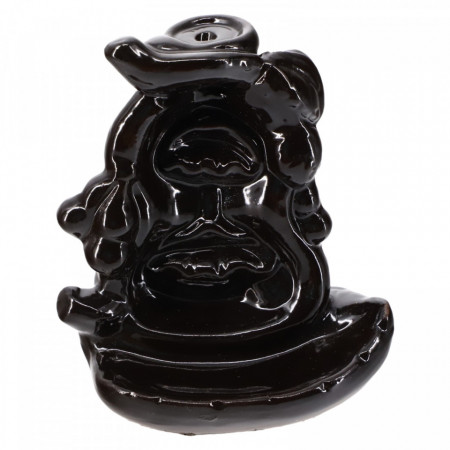 Suport pentru conuri parfumate, aromaterapie, cu efect cascada, Backflow, Feng Shui, NO7474, 8.5 x 10 cm, Negru