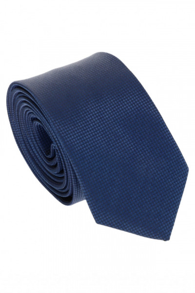 Cravata barbati, model ingust, aspect texturat, 5 x 174 cm, NO7548, Bleumarin
