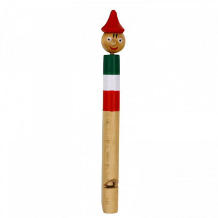 Fluier din lemn, Pinocchio, 16 cm, Multicolor