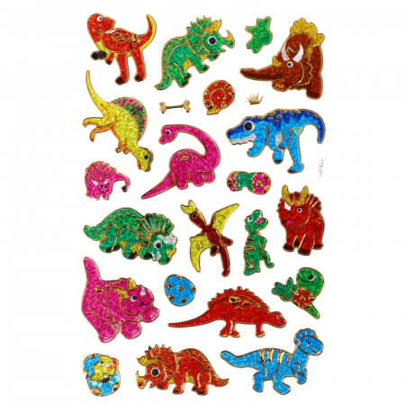 Set 23 stickere copii, 3D, Dinozauri, TTS-001, 2 - 3 cm, Multicolor