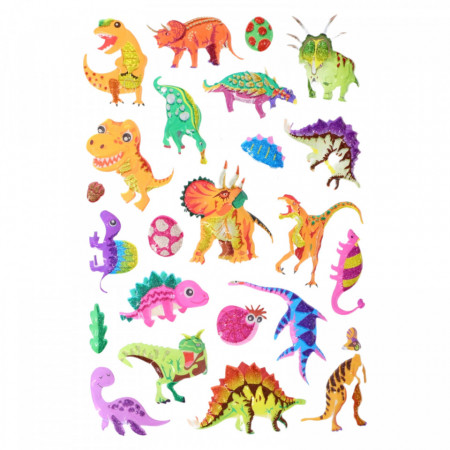 Set Sticker 3D pentru copii, Dinozauri, 23 piese, Y-X006, 1 - 4 cm, Multicolor