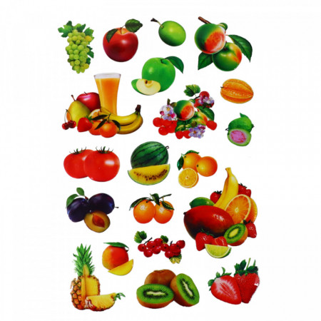 Set Sticker 3D pentru copii, Fructe, 20 piese, RB222, 2 - 6 cm, Multicolor