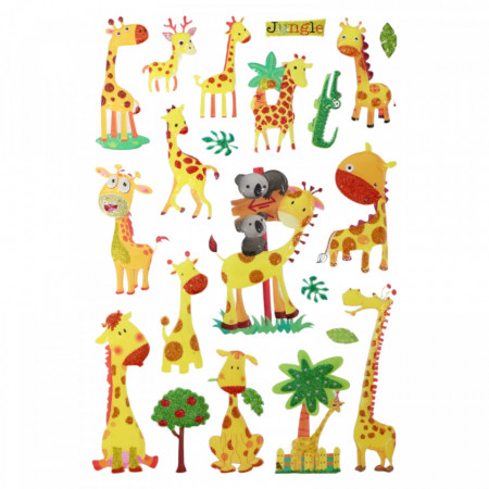 Set Sticker 3D pentru copii, Girafa, 21 piese, Y-X010, 1 - 5 cm, Multicolor