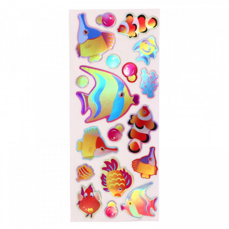 Set Sticker 3D pentru copii, Pesti, 18 piese, WF020, 1 - 5 cm, Multicolor