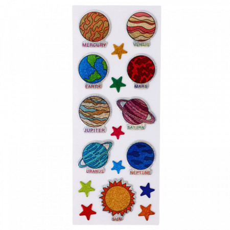 Set Sticker 3D pentru copii, Planete, 17 piese, CB454, 2.5 - 3 cm, Multicolor