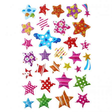 Set Sticker 3D pentru copii, Stelute, 31 piese, Y-X015, 1 - 3 cm, Multicolor