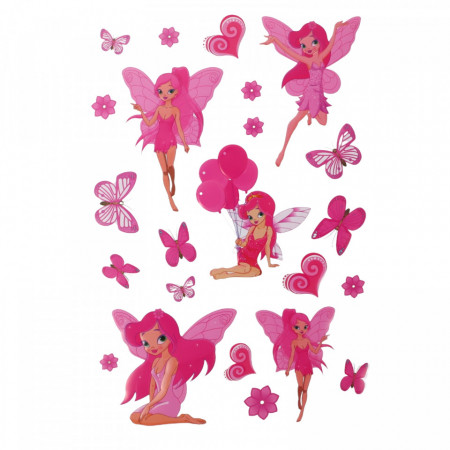 Set Sticker 3D pentru copii, Tinkerbell, 23 piese, ALP048, 1 - 8 cm, Roz