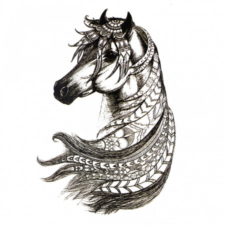 Tatuaj temporar, Calul cu suvite, WS018, 17 x 10 cm