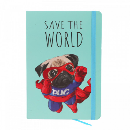 Agenda, nedatata, dictando, 96 pagini, catelus Save the World, 21 x 14.5 cm, Bleu