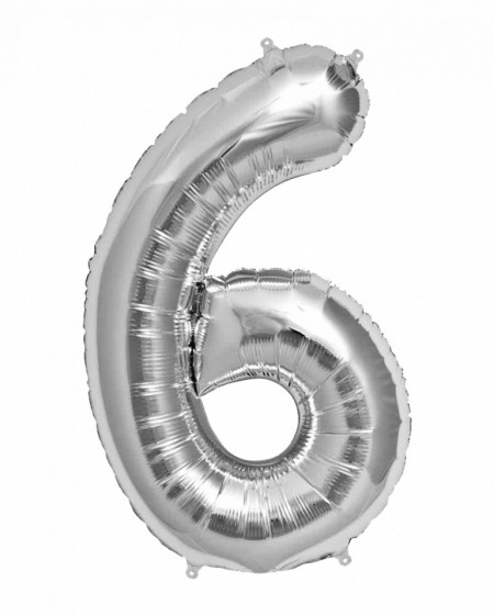 Balon din folie metalizata, 80 cm, cifra 6, Argintiu