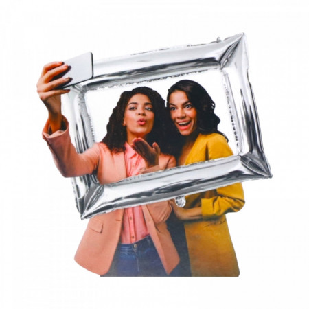 Balon rama pentru selfie, NO433, 98 x 80 cm, Argintiu