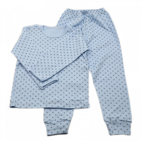 Pijamale copii, Model bleu cu punctulete negre, Model Romanesc, Bumbac, 3 - 4 ani, P23P2